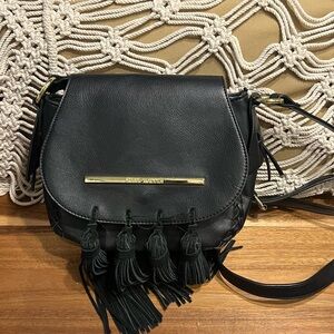 Steve Madden Fringe Hippie Black Tassel Crossbody Bag
